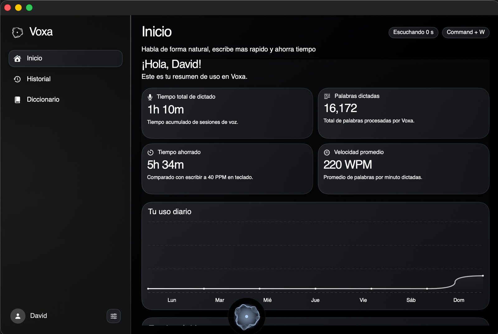 Captura de VOXA: AI voice interface.